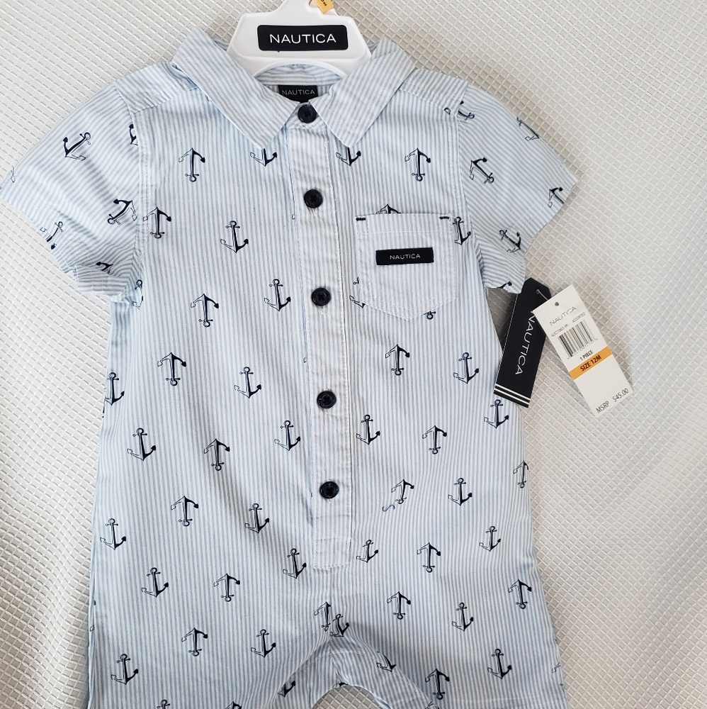 Nautica Baby Boys Romper, Anchor